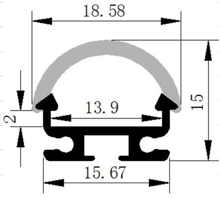 V0 Led đùn nhôm Hàng không 6063 Hợp kim nhôm 18,58 X 15 Mm