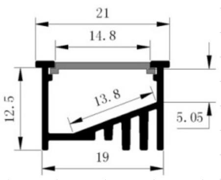 Máy ép đùn dải LED nhôm Anodized đôi 21x12,5mm RoHS
