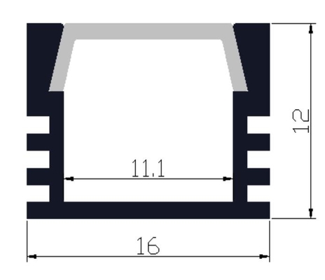 Hàng không 6063 Nhôm Led Profile Kênh 16 X 12mm Strip Light Channel