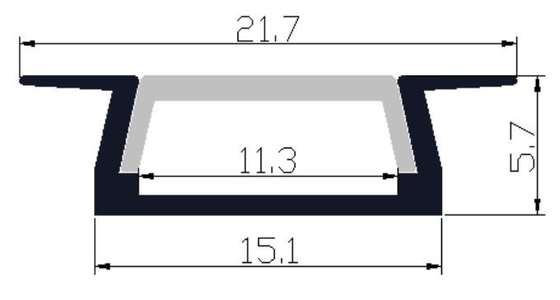 6063 LED Light Aluminium cấu hình âm tường 21,7 X 5,7mm
