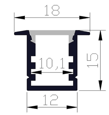 6063 LED Light Aluminium Profile 18 X 15mm LED Recessed Profile